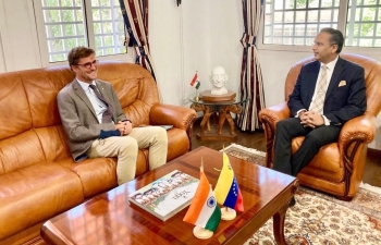 Amb. Abhishek Singh received Mr. Arnaud de Baecque, Head of the Delegation of the International Committee of Red Cross (ICRC) in Caracas. He was briefed on the activities of ICRC in Venezuela